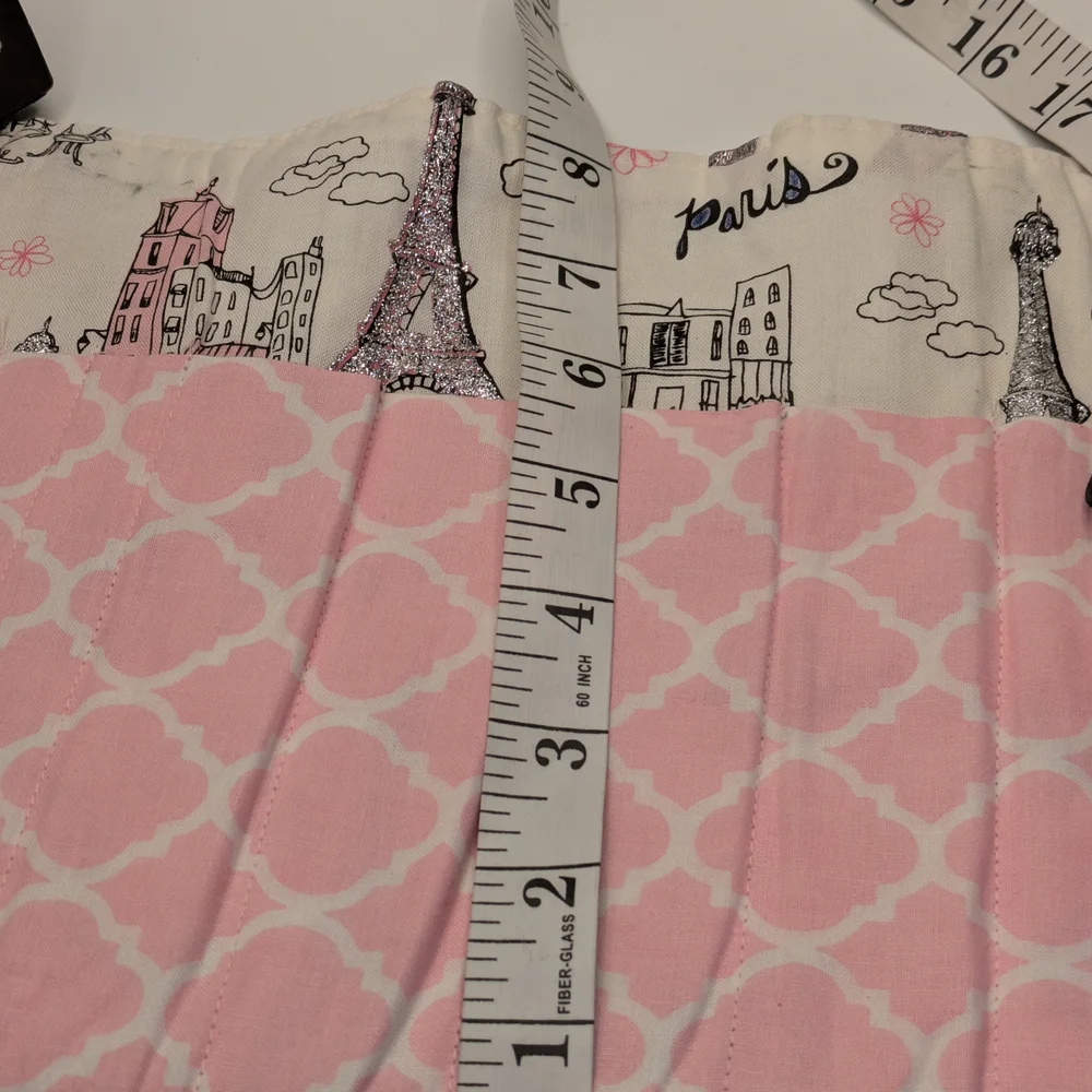 Paris Themed White and Pink Makeup Brush Or Pencil Organizer Cloth Handmade
